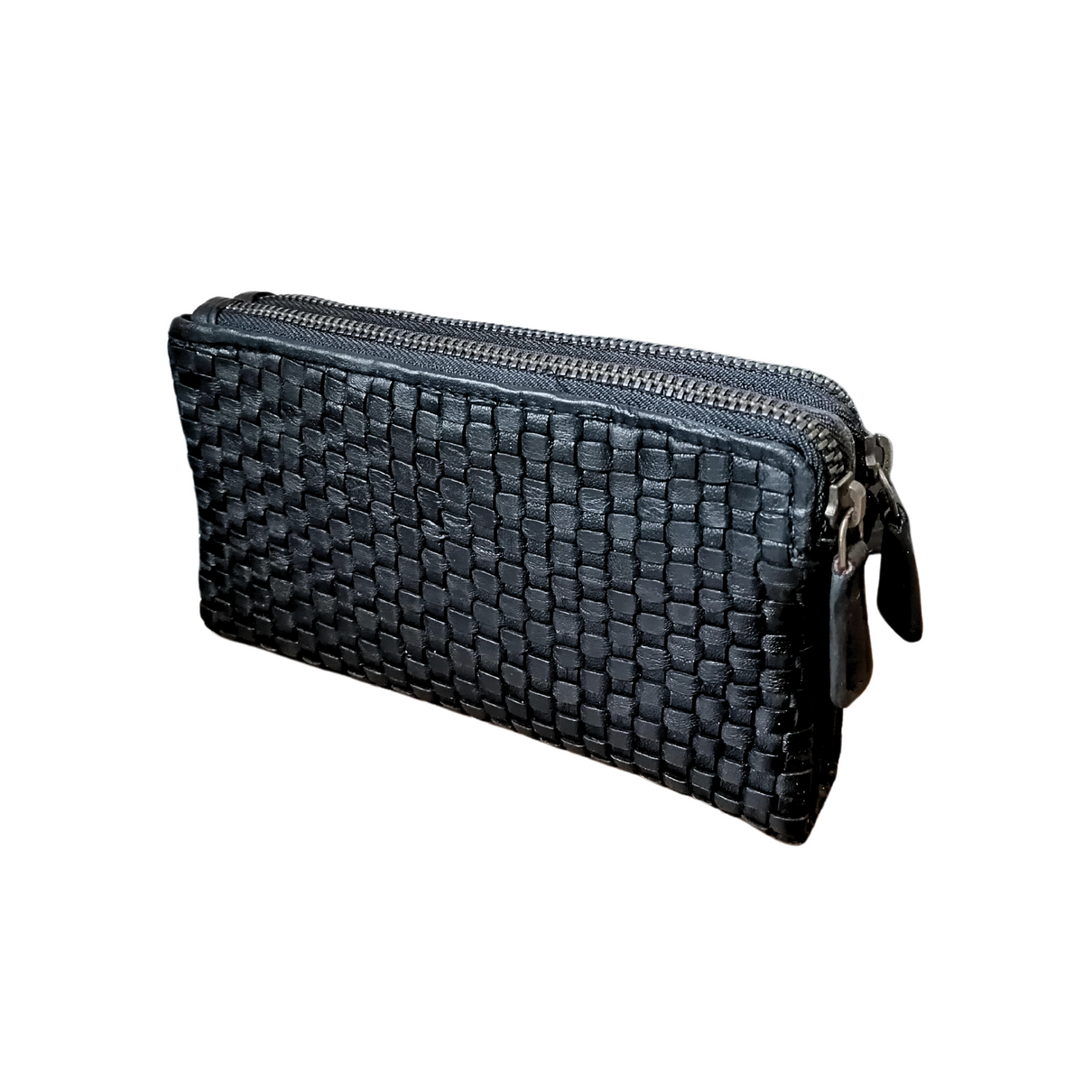 Offerta Portafoglio Due Zip 17x10 Vera Pelle Sauvage Intrecciata Effetto Vintage POFSS177-1035506