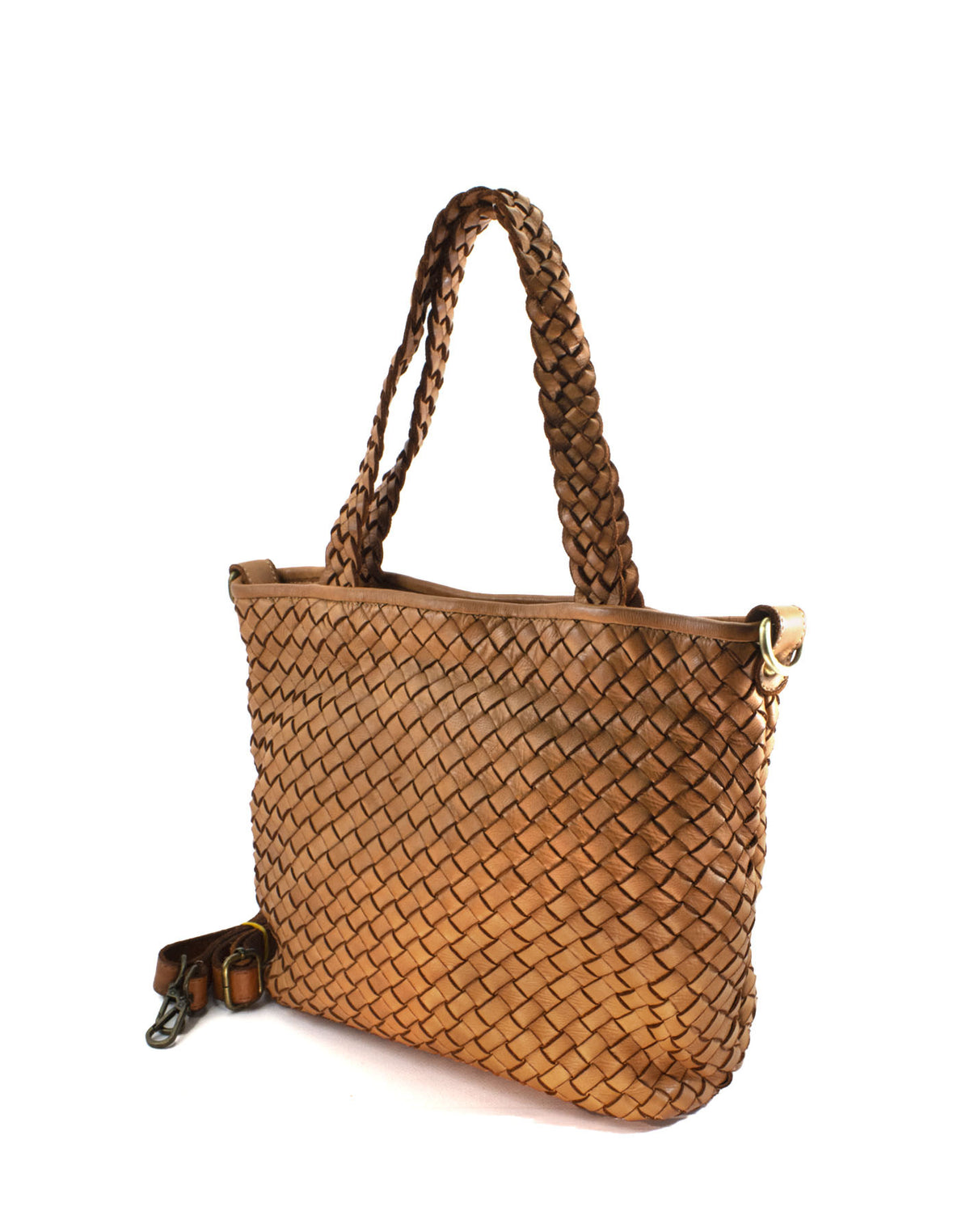 Borsa a Mano con Tracolla in Vera Pelle Sauvage Interamente Intrecciata | Made In Italy