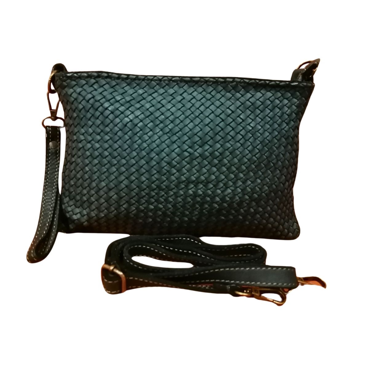 Tracolla Media Intrecciata 18x28cm Vera Pelle Sauvage Stile Vintage