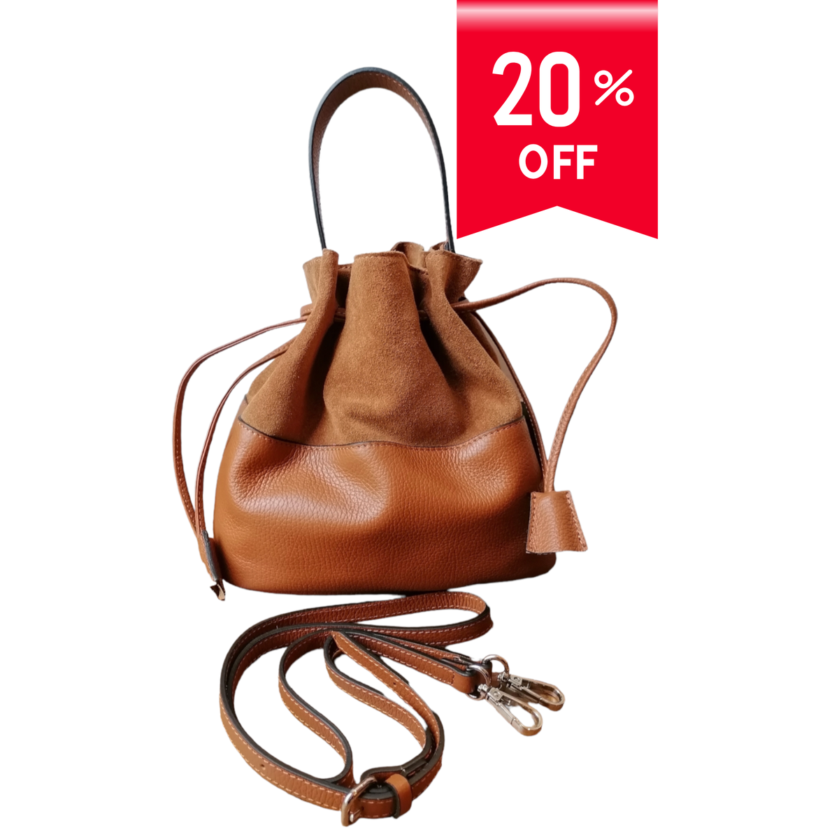 Borsa Morbida a Secchiello in Vera Pelle Scamosciata