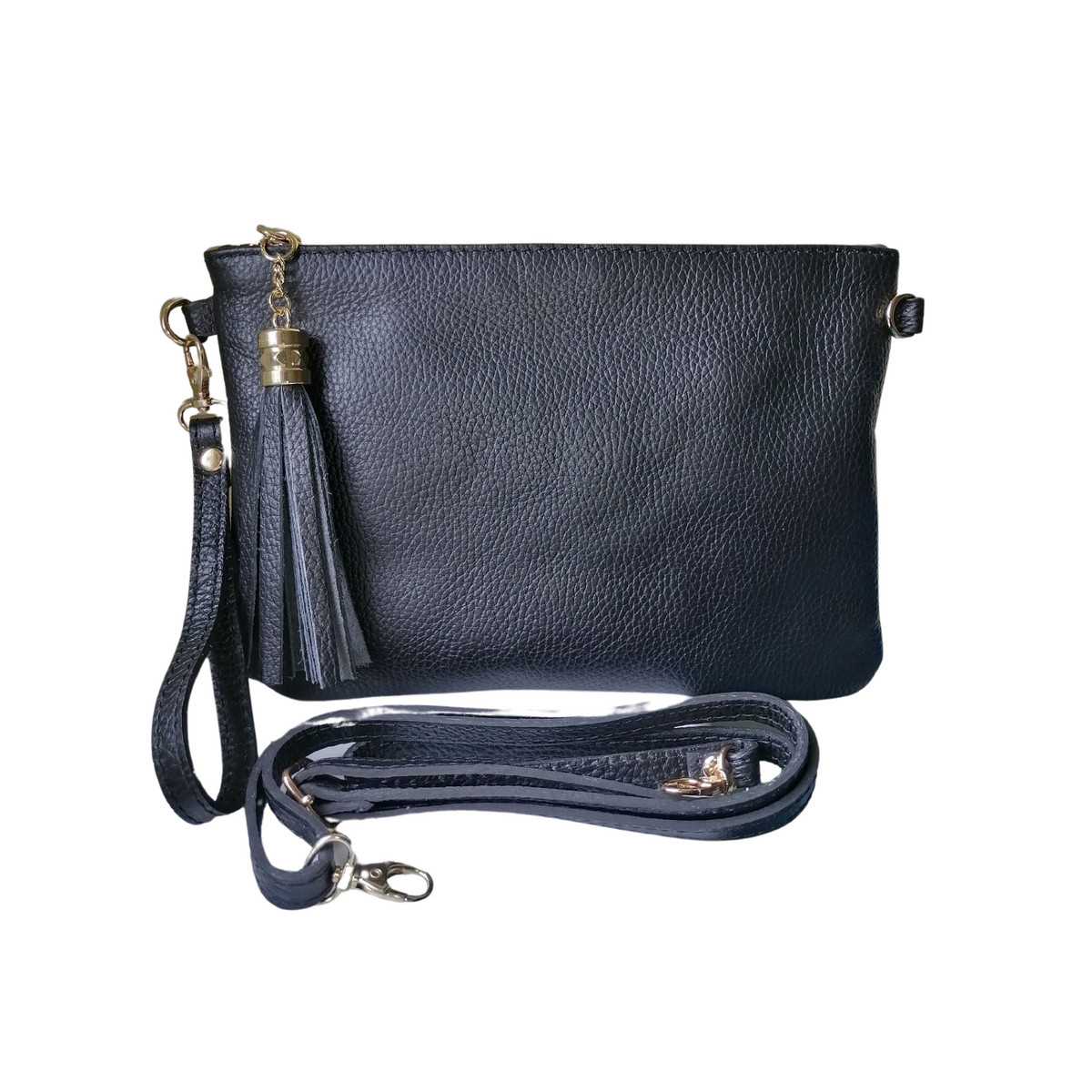 Bustina 18x25 cm Frangia con Manico in Vera Pelle Made in Italy