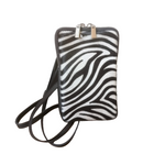 portacellulare cavallino zebrato bianco zip acciaio