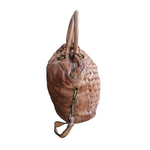 A Meta Prezzo! STOCK SS188 Borsa da Viaggio Cuoio Beige Pelle Intrecciata Sauvage Stile Vintage