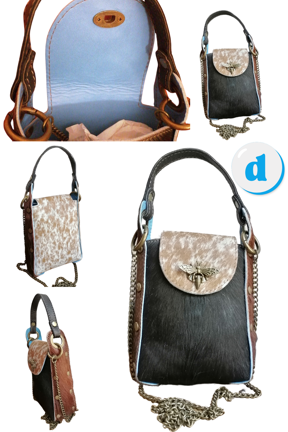 Bee Bag in Vera Pelle tipo Cavallino Made In Italy