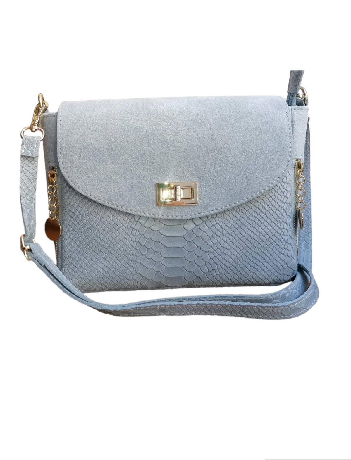 Borsa a Tracolla con 2 ciondoli in Vera Pelle Combinazione