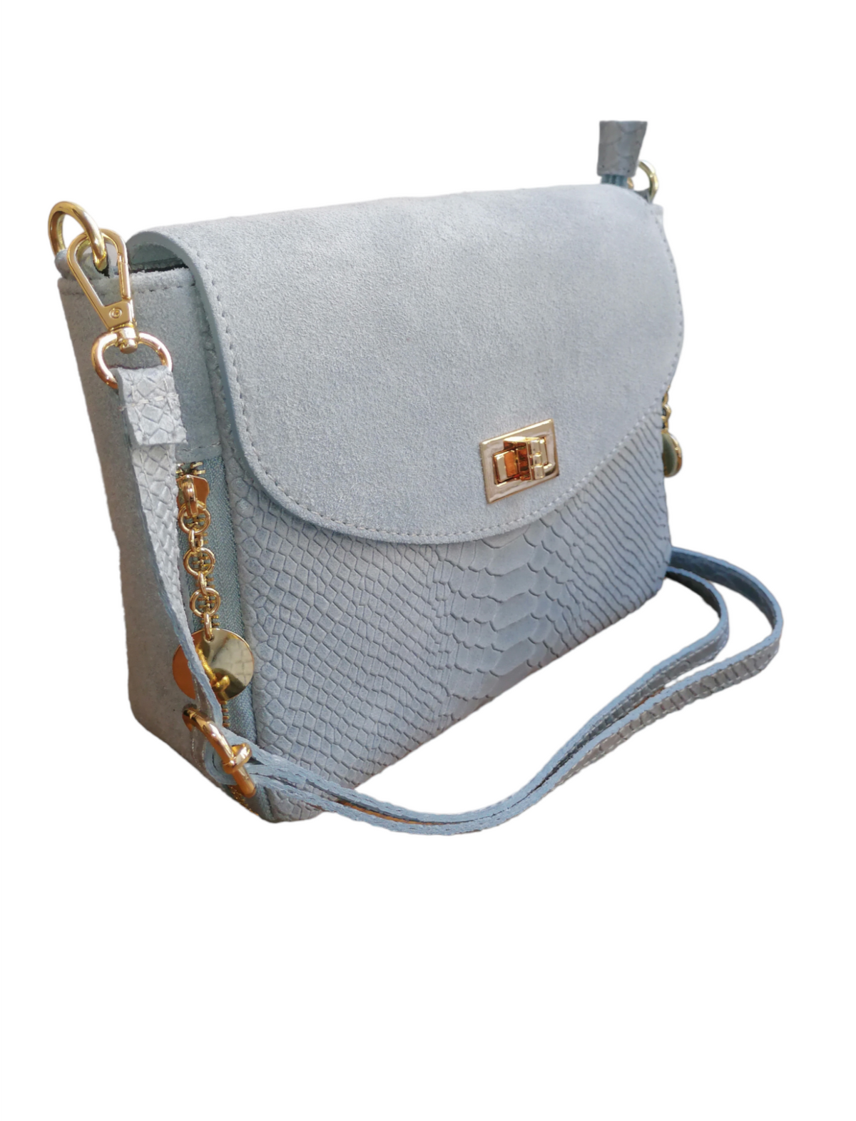 Borsa a Tracolla con 2 ciondoli in Vera Pelle Combinazione