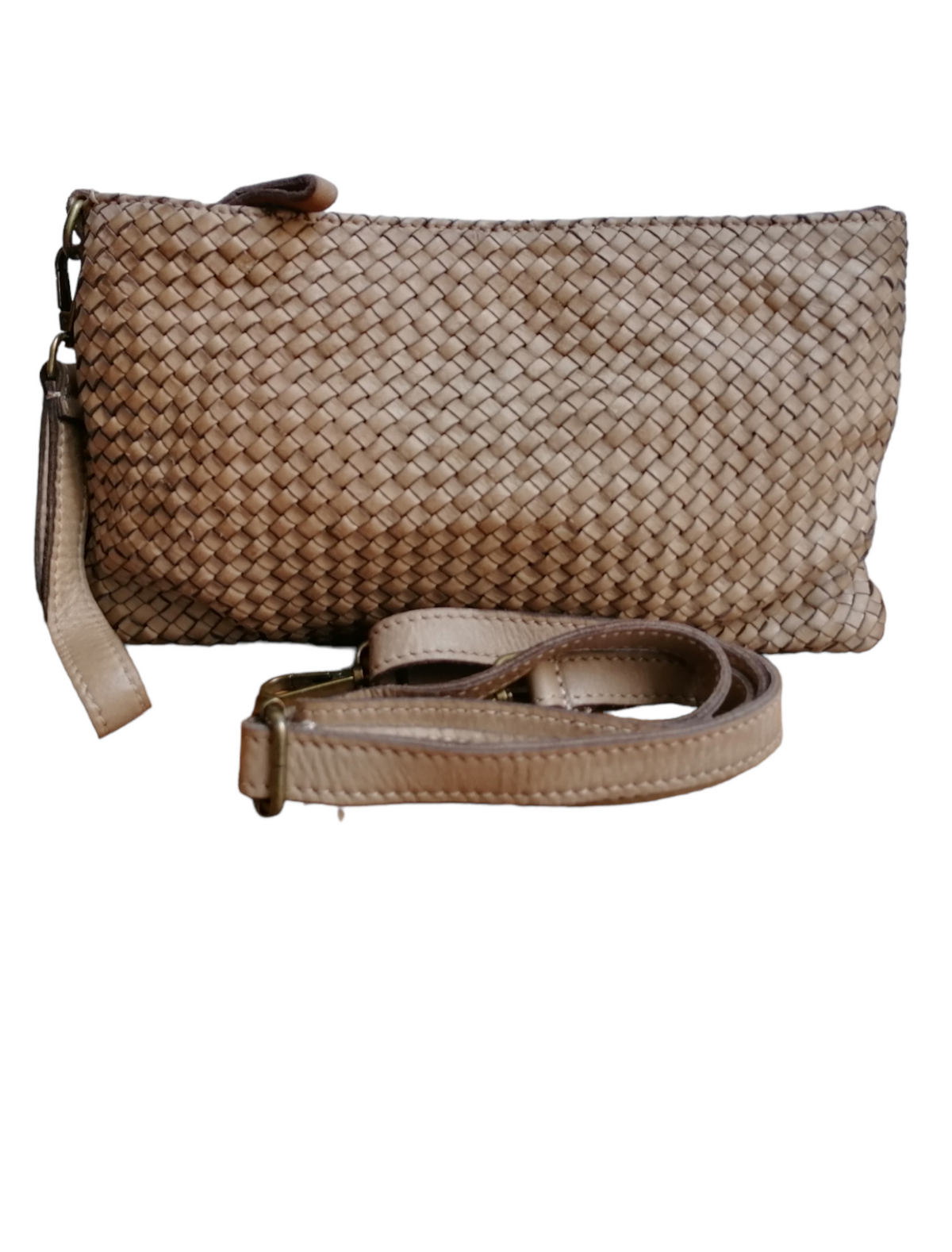 tracolla media intrecciata taupe