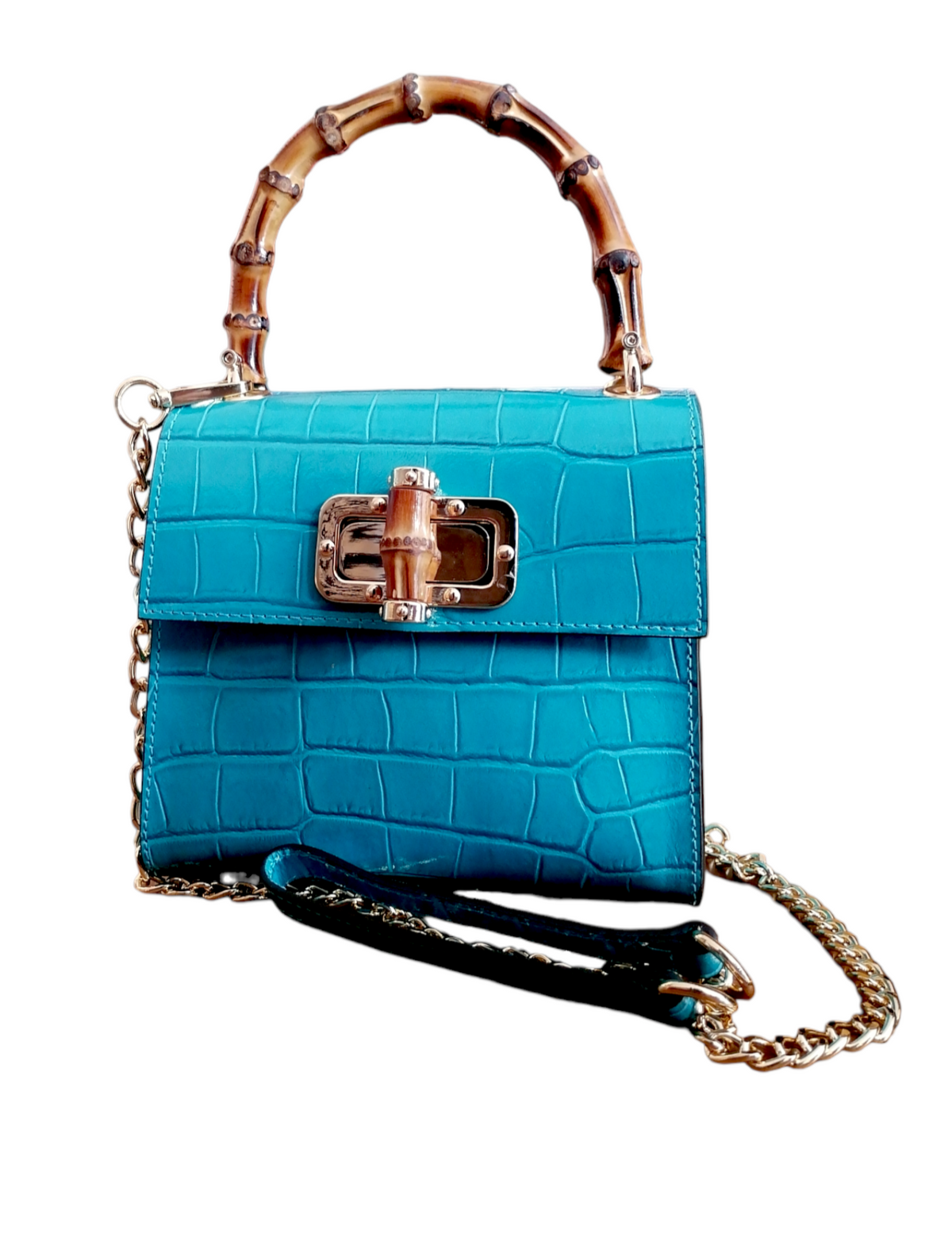 Borsa Vera Pelle Rigida Bambù Modello S