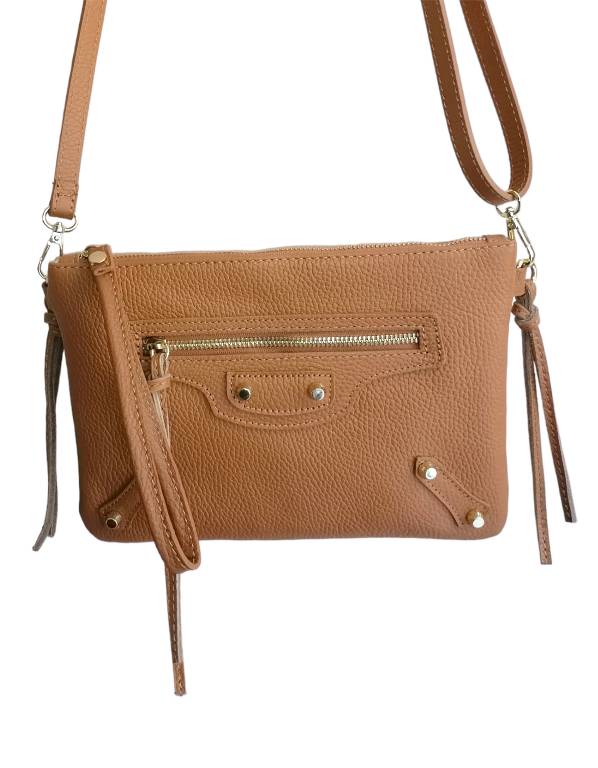 Borsa Bustina Tracolla Borchie in Vera Pelle Made in Italy