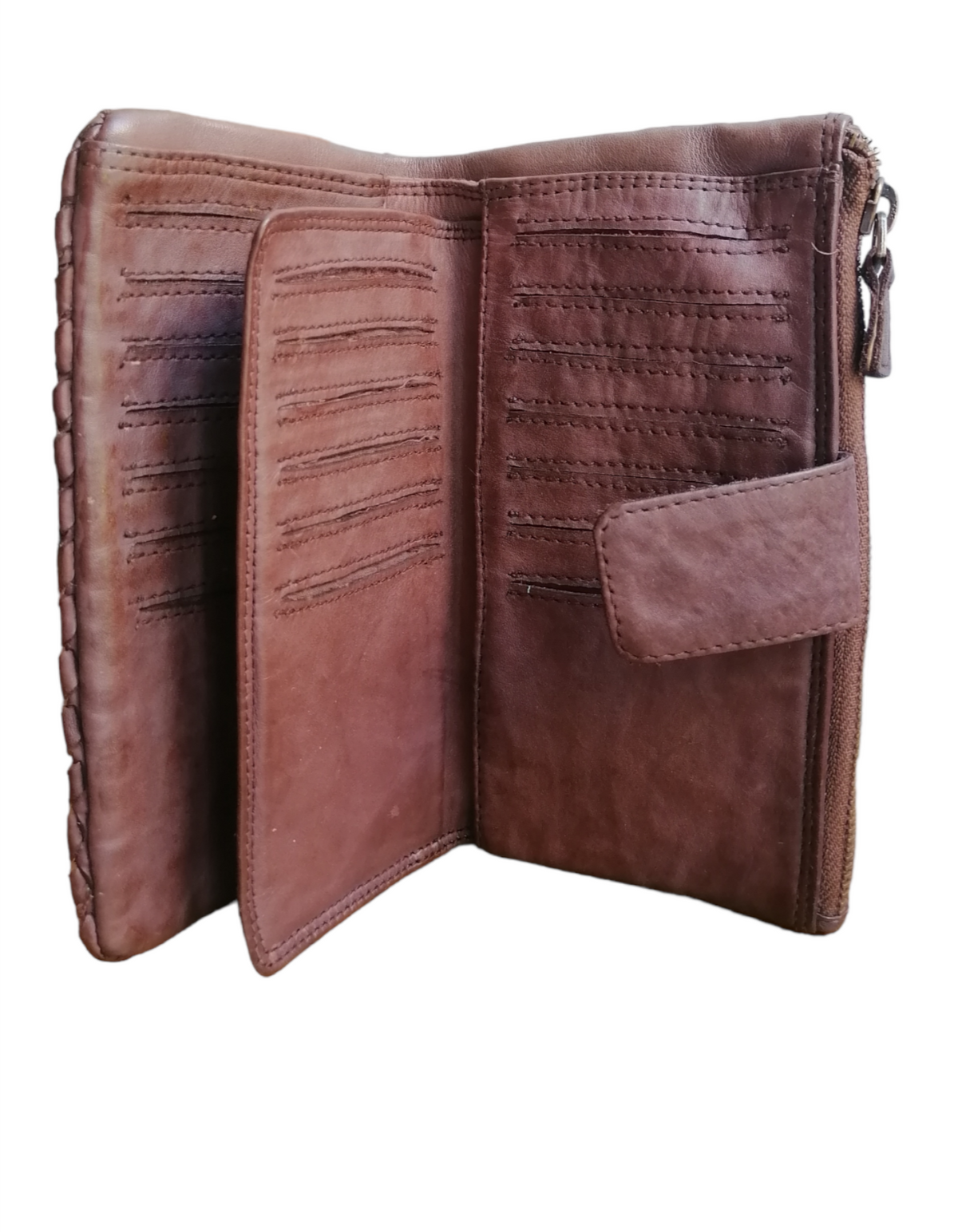 POFSS152 Portafoglio Morbidoin Pelle Sauvage Intrecciata Effetto Vintage