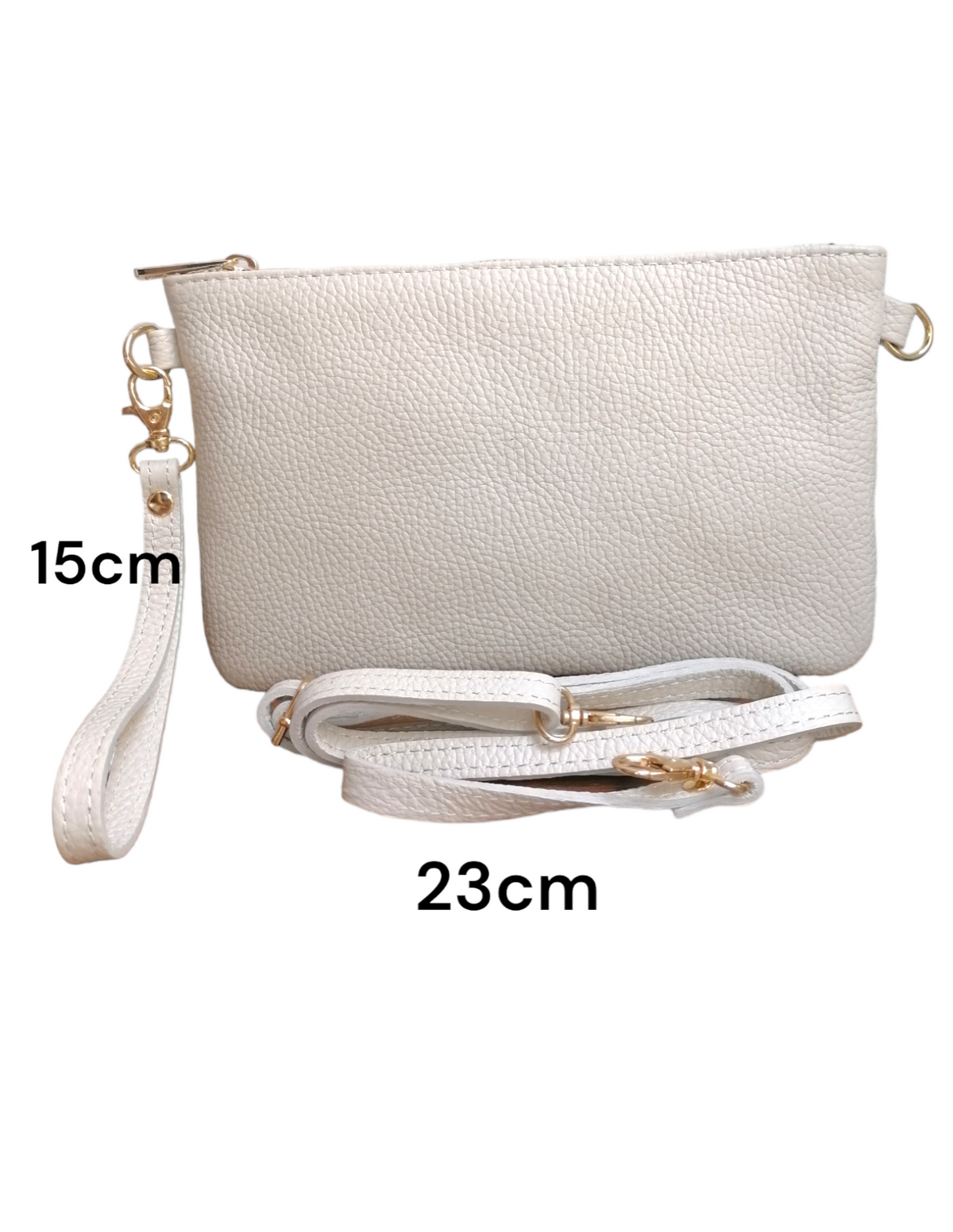 Bustina 15x23 cm Tracolla con Manico in Vera Pelle Made in Italy