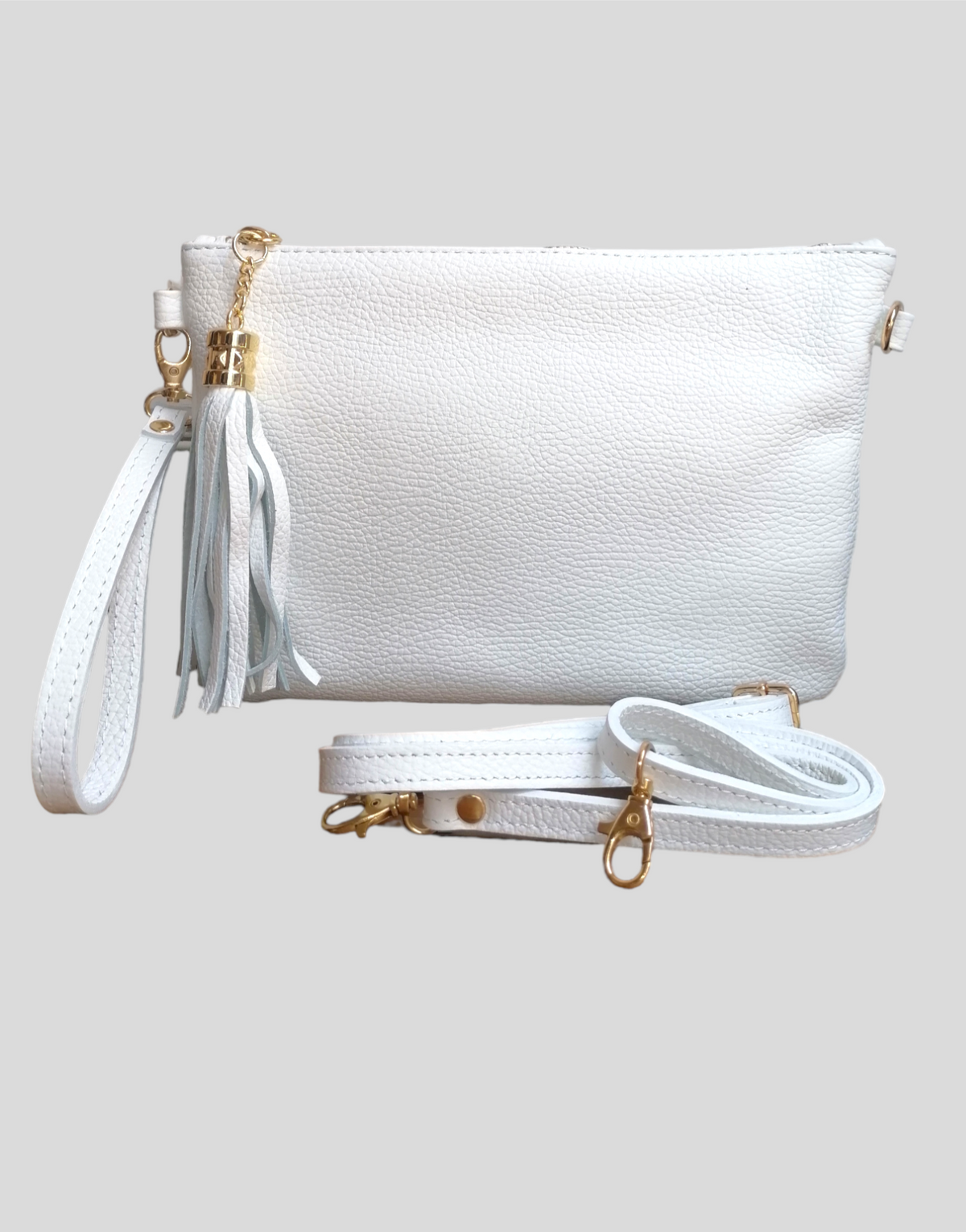 Bustina 18x25 cm Frangia con Manico in Vera Pelle Made in Italy