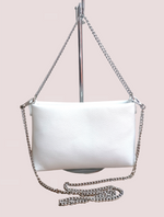 Borsetta con Catena Argento Manico / Tracolla in Vera Pelle Made in Italy