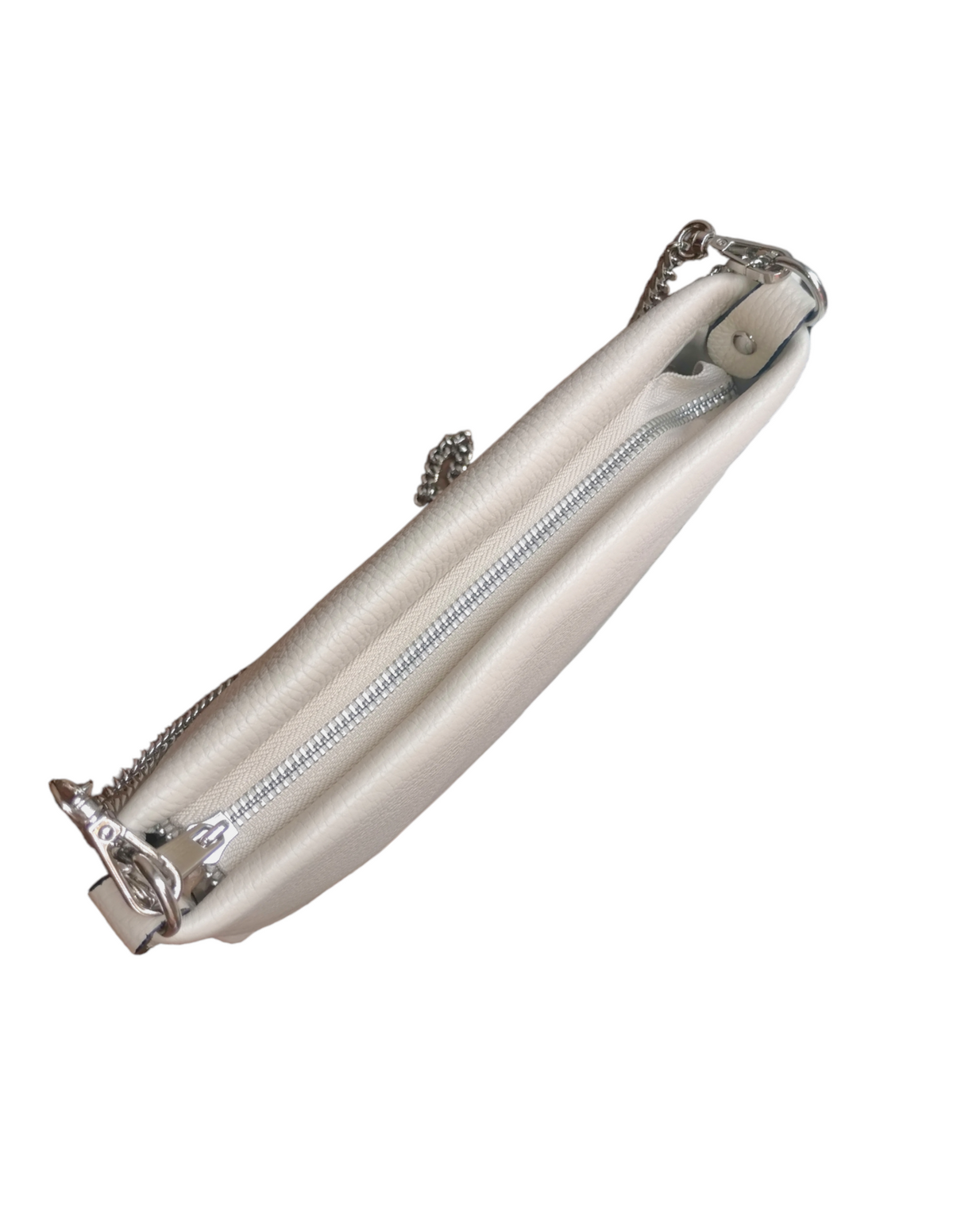 Borsetta con Catena Argento Manico / Tracolla in Vera Pelle Made in Italy