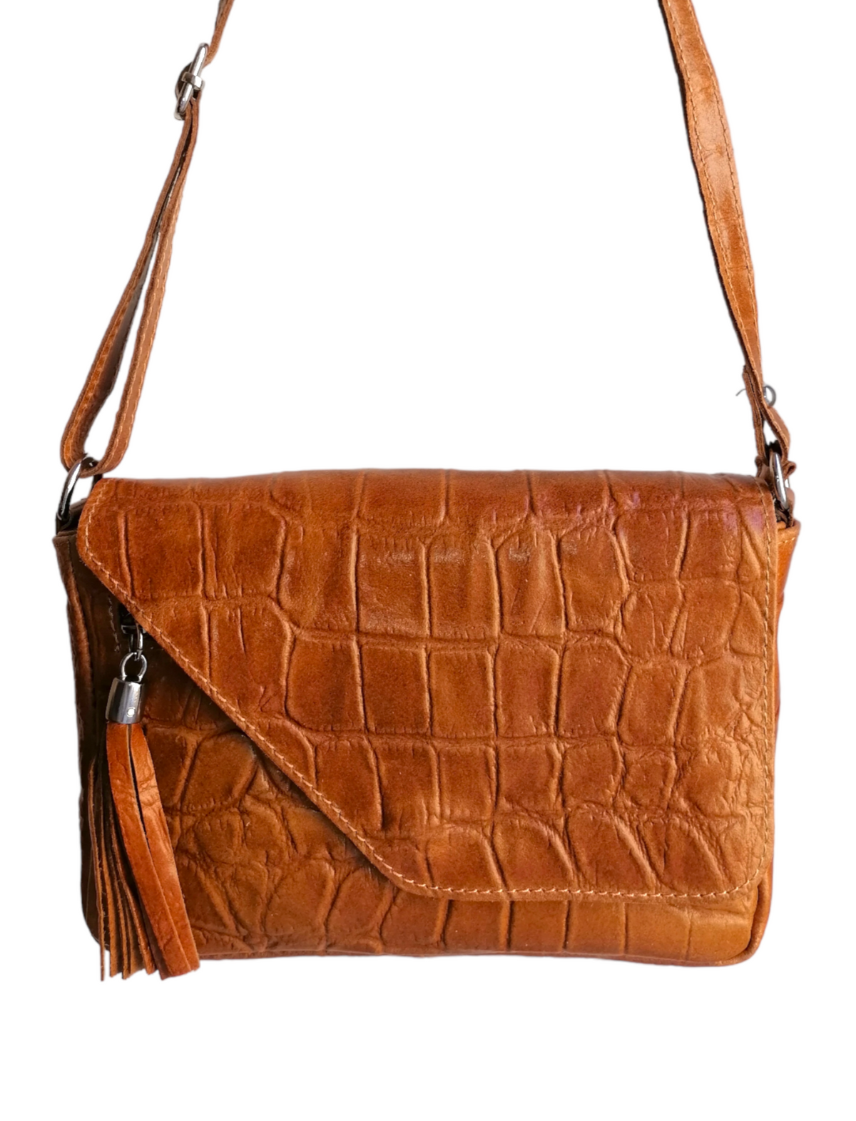 Pochette con Frangia in Vera Pelle Stampata