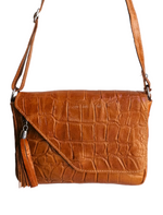 Pochette con Frangia in Vera Pelle Stampata