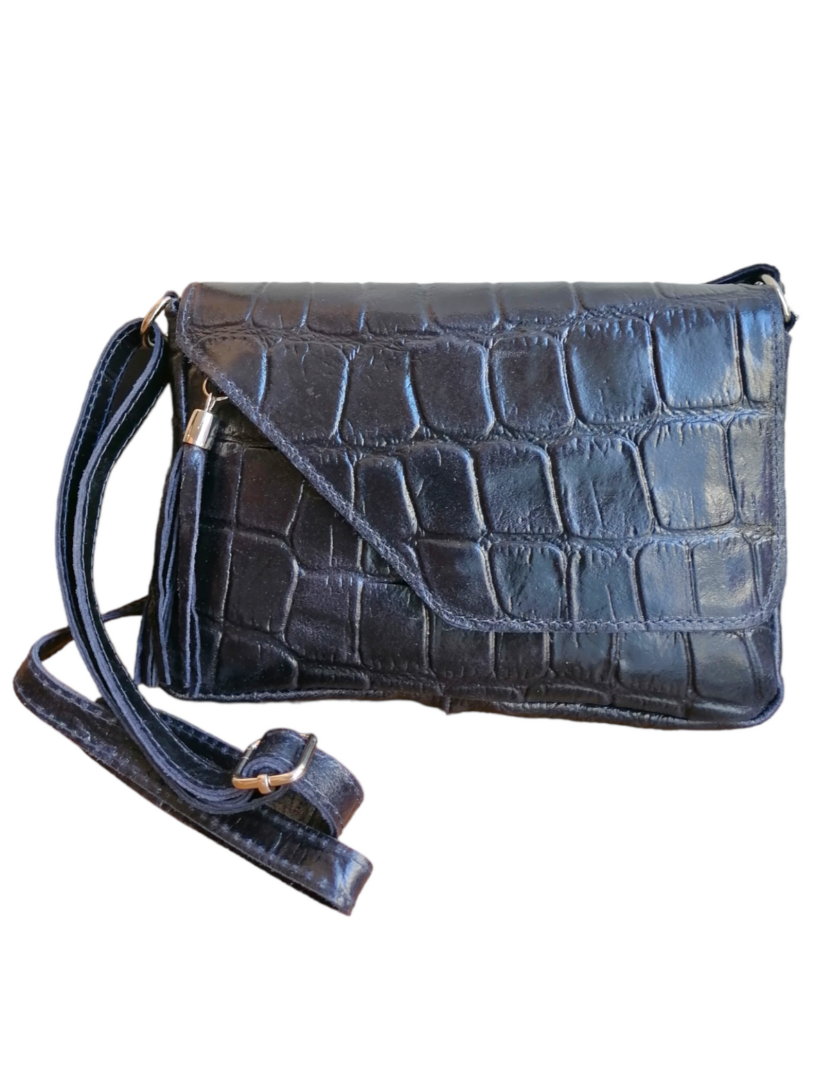 Pochette con Frangia in Vera Pelle Stampata