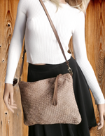 Tracolla Grande Intrecciata Fronte/Retro 23x35cm Vera Pelle Sauvage Vintage