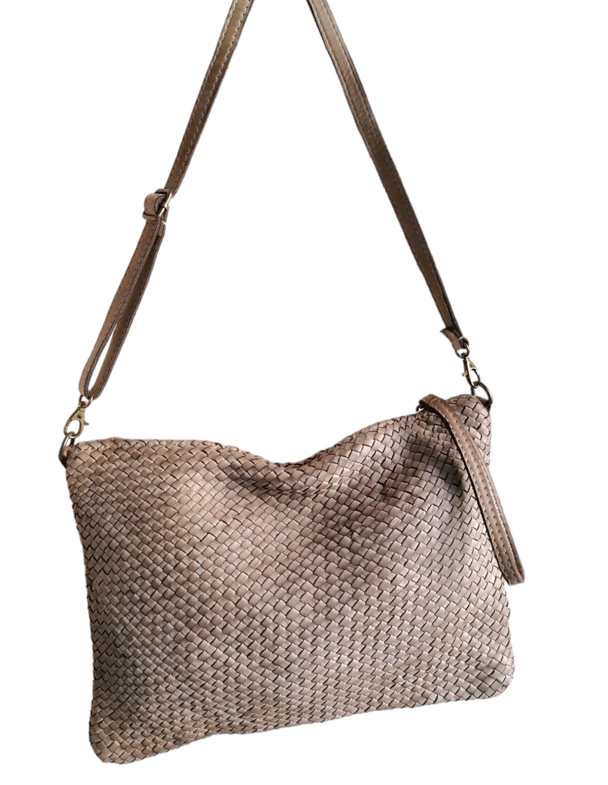 Tracolla Grande Intrecciata Fronte/Retro 23x35cm Vera Pelle Sauvage Vintage