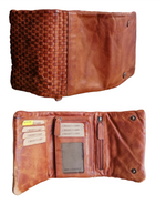 Portafoglio Trifold 15x10 Vera Pelle Sauvage Intrecciata Effetto Vintage POFSS178-1034