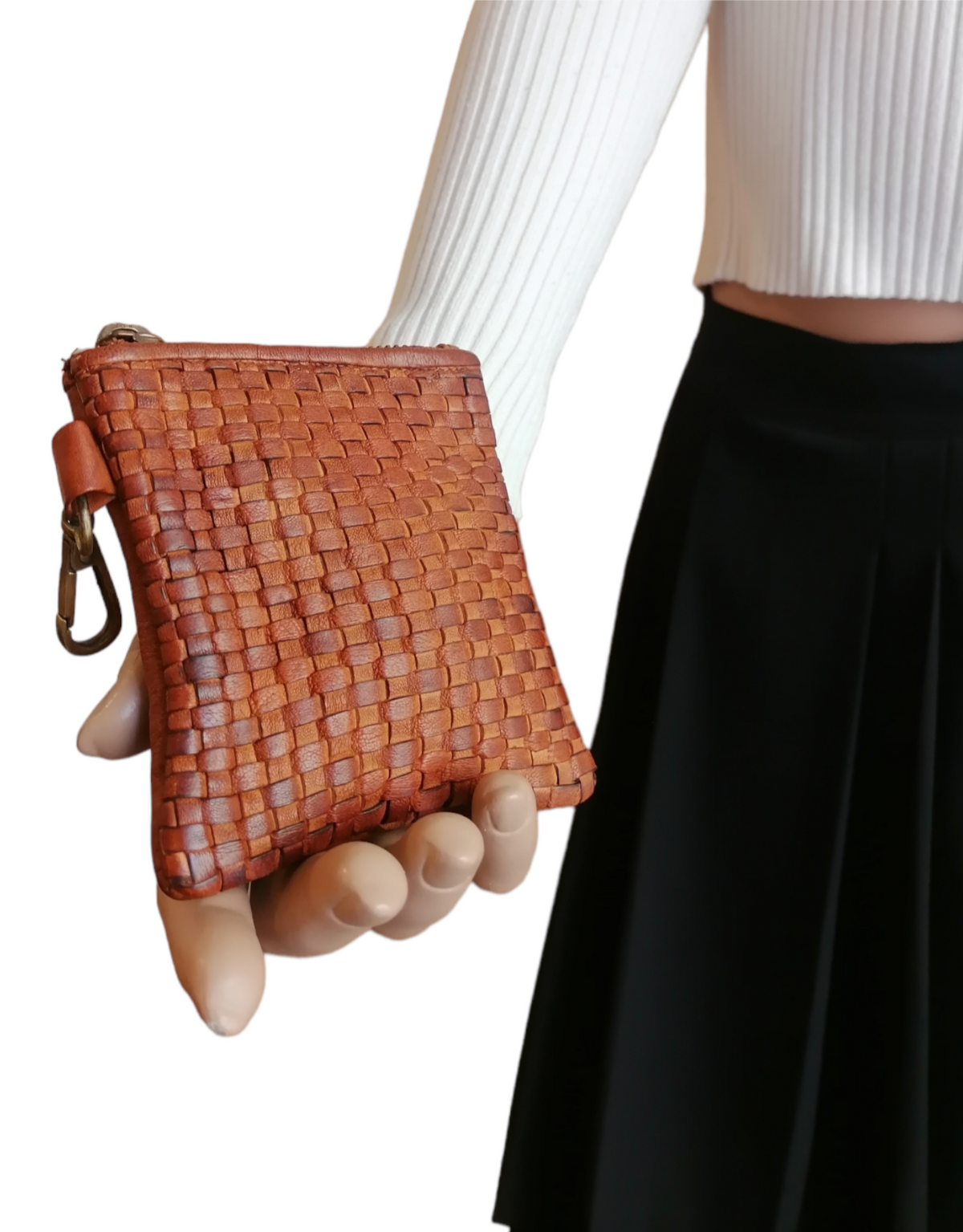 Portamonete in Vera Pelle Intrecciata Sauvage Unisex