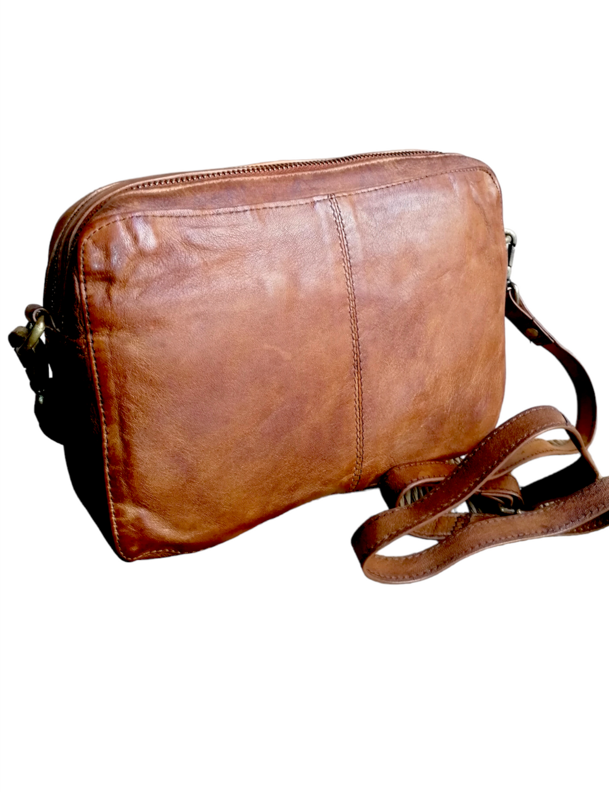 Tracolla Doppio Zip in Vera Pelle Intrecciata Sauvage | Stile Vintage