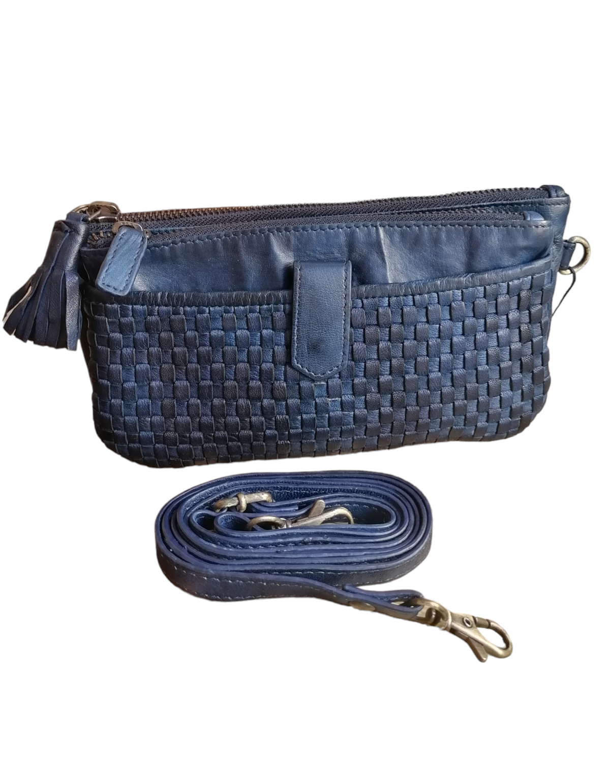 Portafoglio / Tracollina Donna Vera Pelle Sauvage Intrecciata Stile Vintage