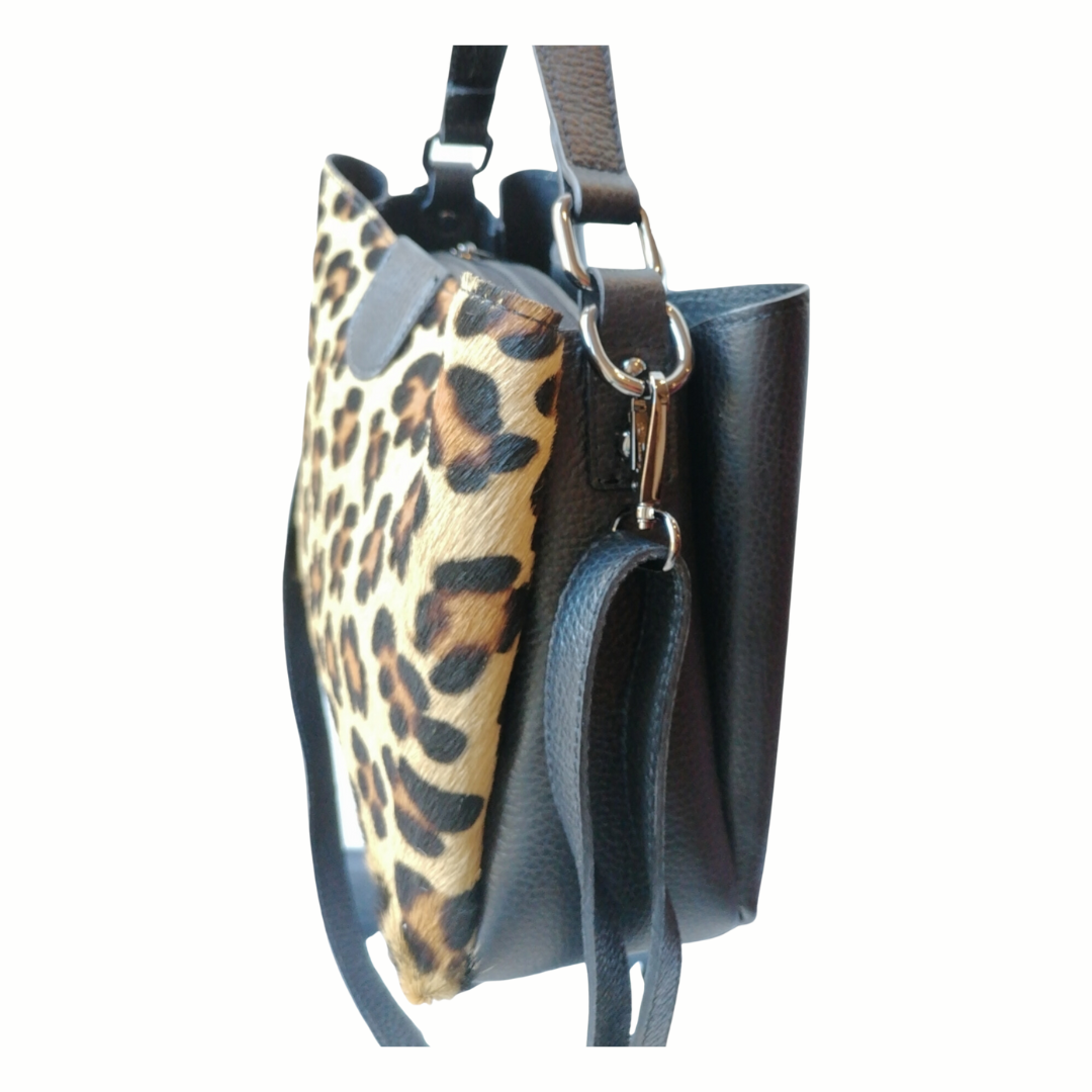 borsa rettangolare cavallino macurato dettagli