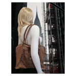 A Meta Prezzo! STOCK SS184 Shopper Tre comparti Noce Scuro Solein Pelle Sauvage