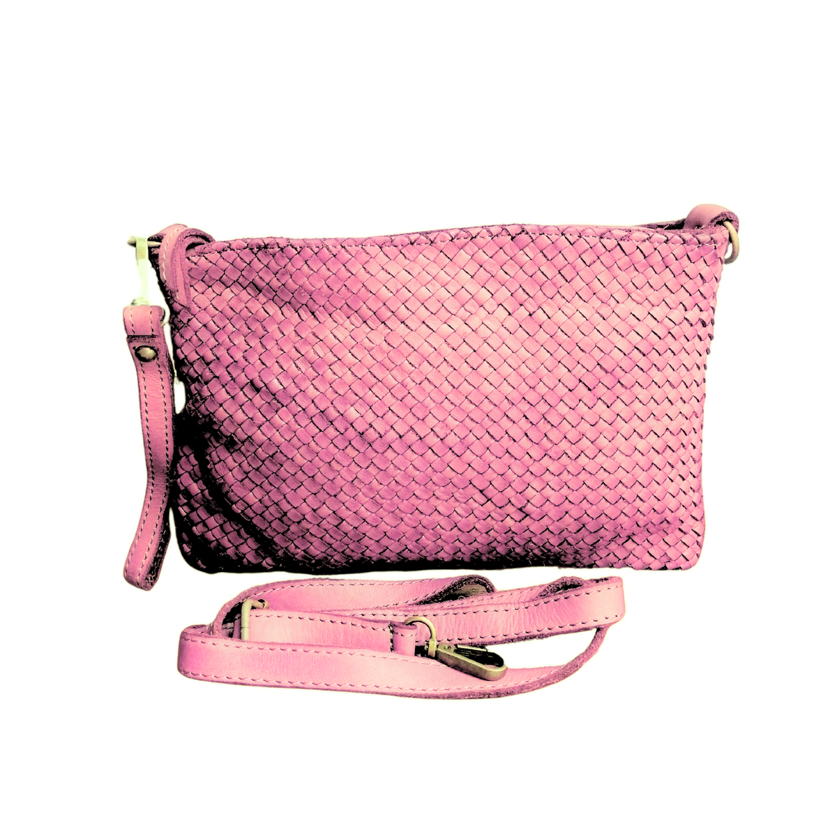 Tracolla Media Intrecciata 18x28cm Vera Pelle Sauvage Stile Vintage