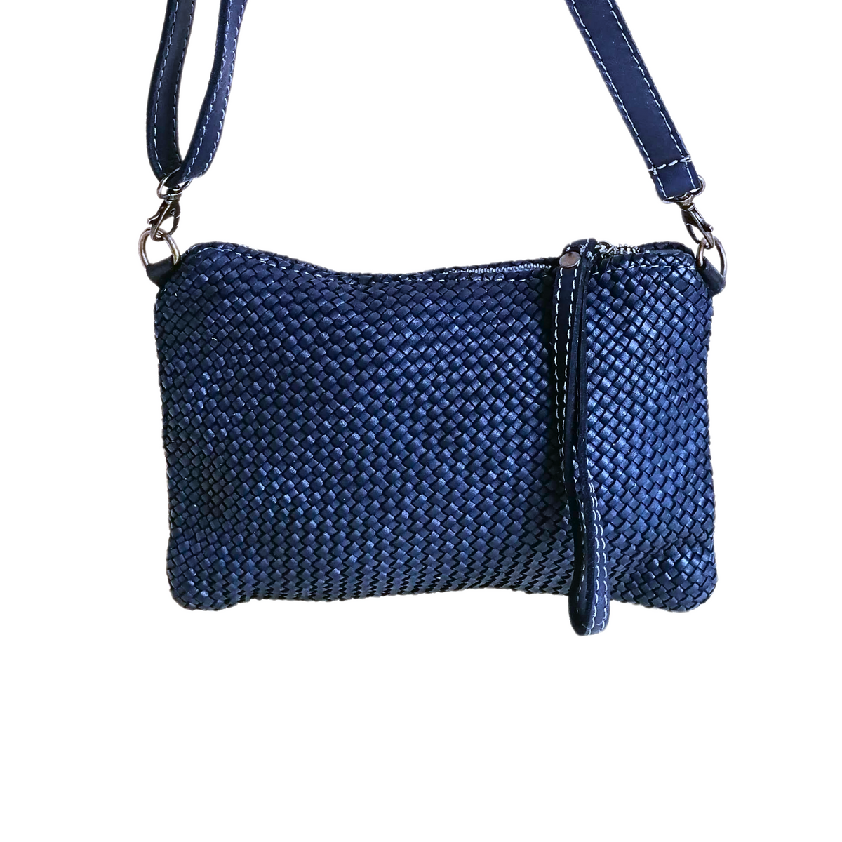 Tracolla Piccola 15 x 23cm Vera Pelle Sauvage Intrecciata Vintage SS224