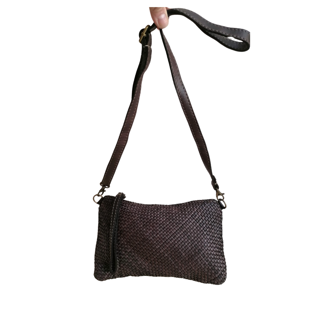 Tracolla Piccola 15 x 23cm Vera Pelle Sauvage Intrecciata Vintage SS224