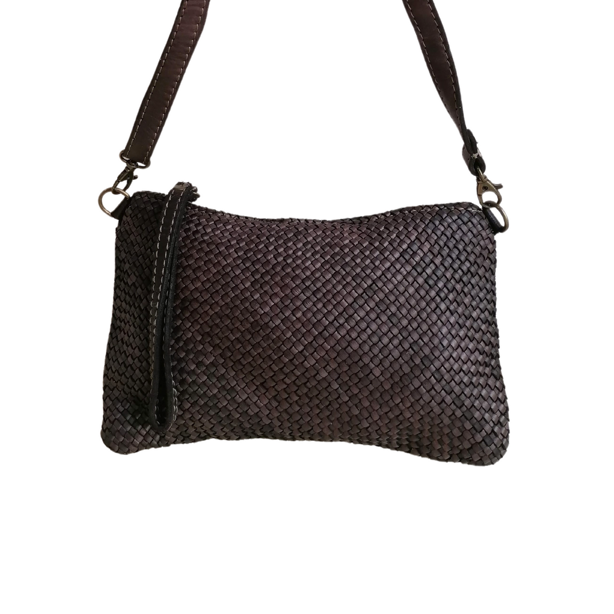 Tracolla Piccola 15 x 23cm Vera Pelle Sauvage Intrecciata Vintage SS224