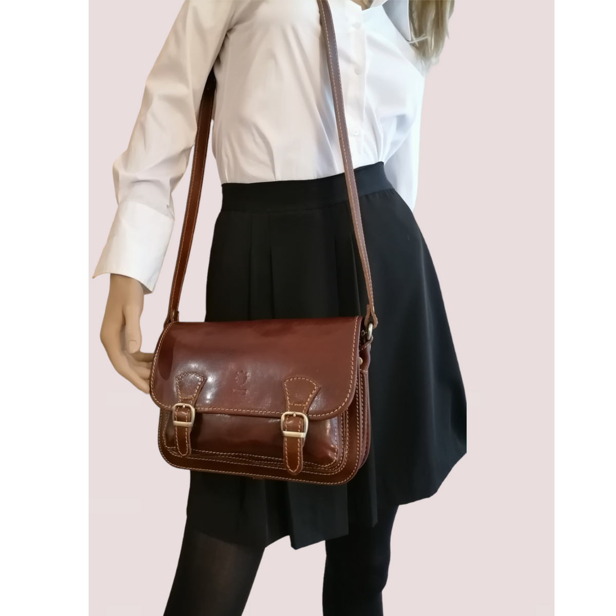 Tracolla Postino in Vero Cuoio a143 Made in Italy