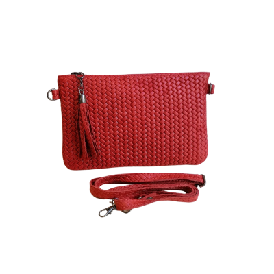 Bustina Tracolla in Vera Pelle Stampata Intreccia Made in Italy