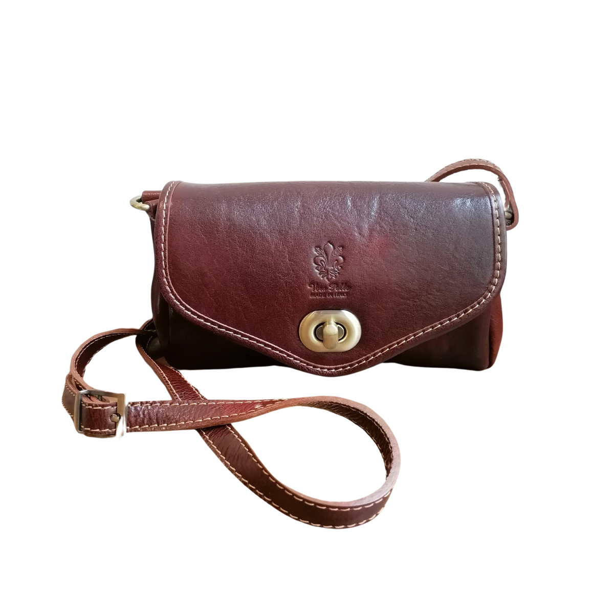 Tracolla rotonda in Vero Cuoio Made In Italy A237