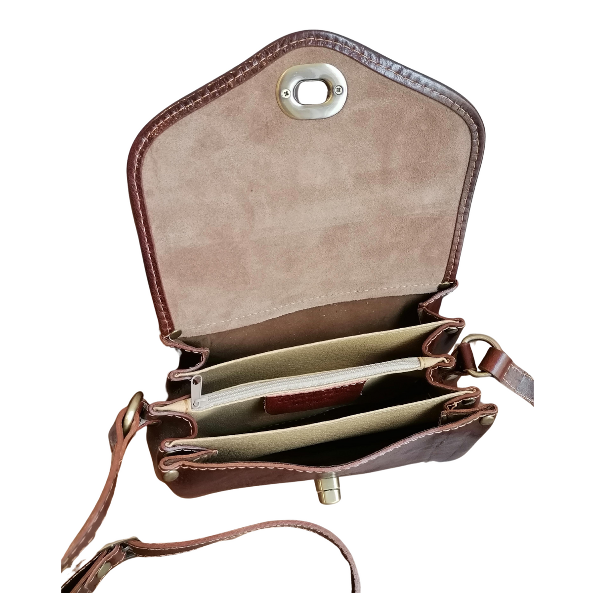 Tracolla rotonda in Vero Cuoio Made In Italy A237