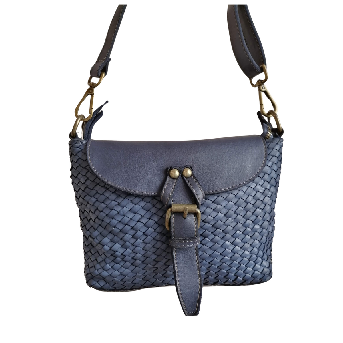 Tracolla con Cinturino in Vera Pelle Sauvage Inteecciata ss246 Made In Italy