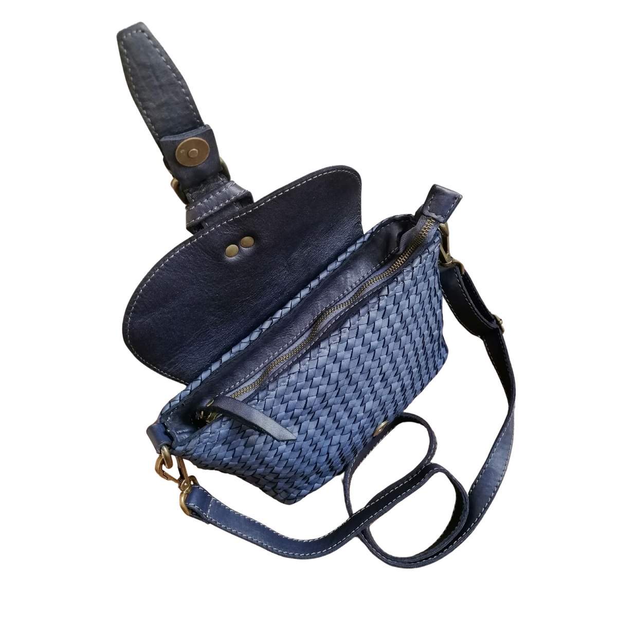 Tracolla con Cinturino in Vera Pelle Sauvage Inteecciata ss246 Made In Italy