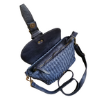 Tracolla con Cinturino in Vera Pelle Sauvage Inteecciata ss246 Made In Italy