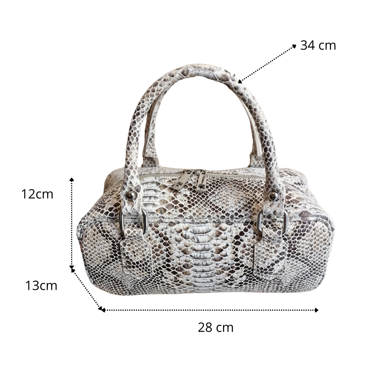 Bauletto 2 manici con Tracolla in Vera Pelle Stampata | Made In Italy