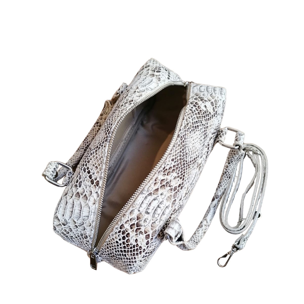 Bauletto 2 manici con Tracolla in Vera Pelle Stampata | Made In Italy