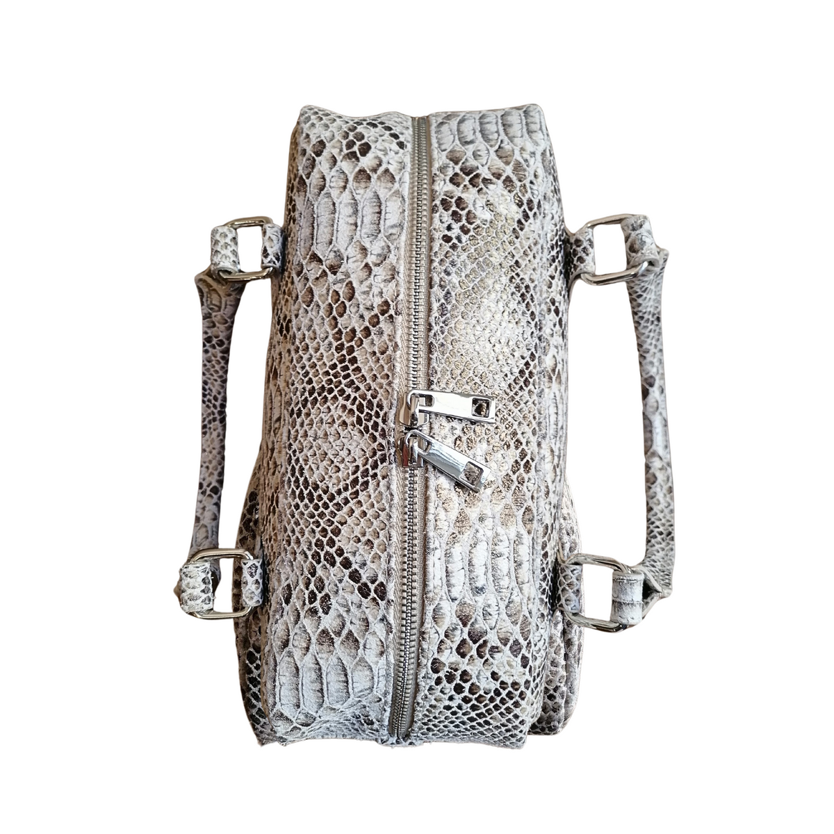 Bauletto 2 manici con Tracolla in Vera Pelle Stampata | Made In Italy