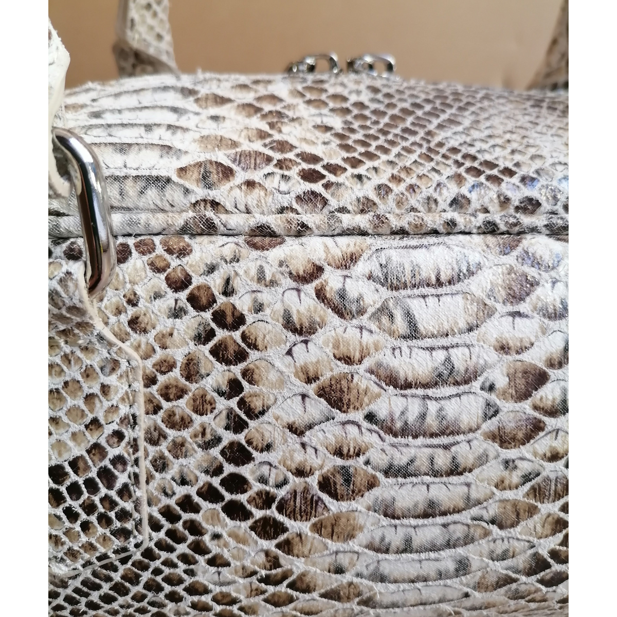 Bauletto 2 manici con Tracolla in Vera Pelle Stampata | Made In Italy