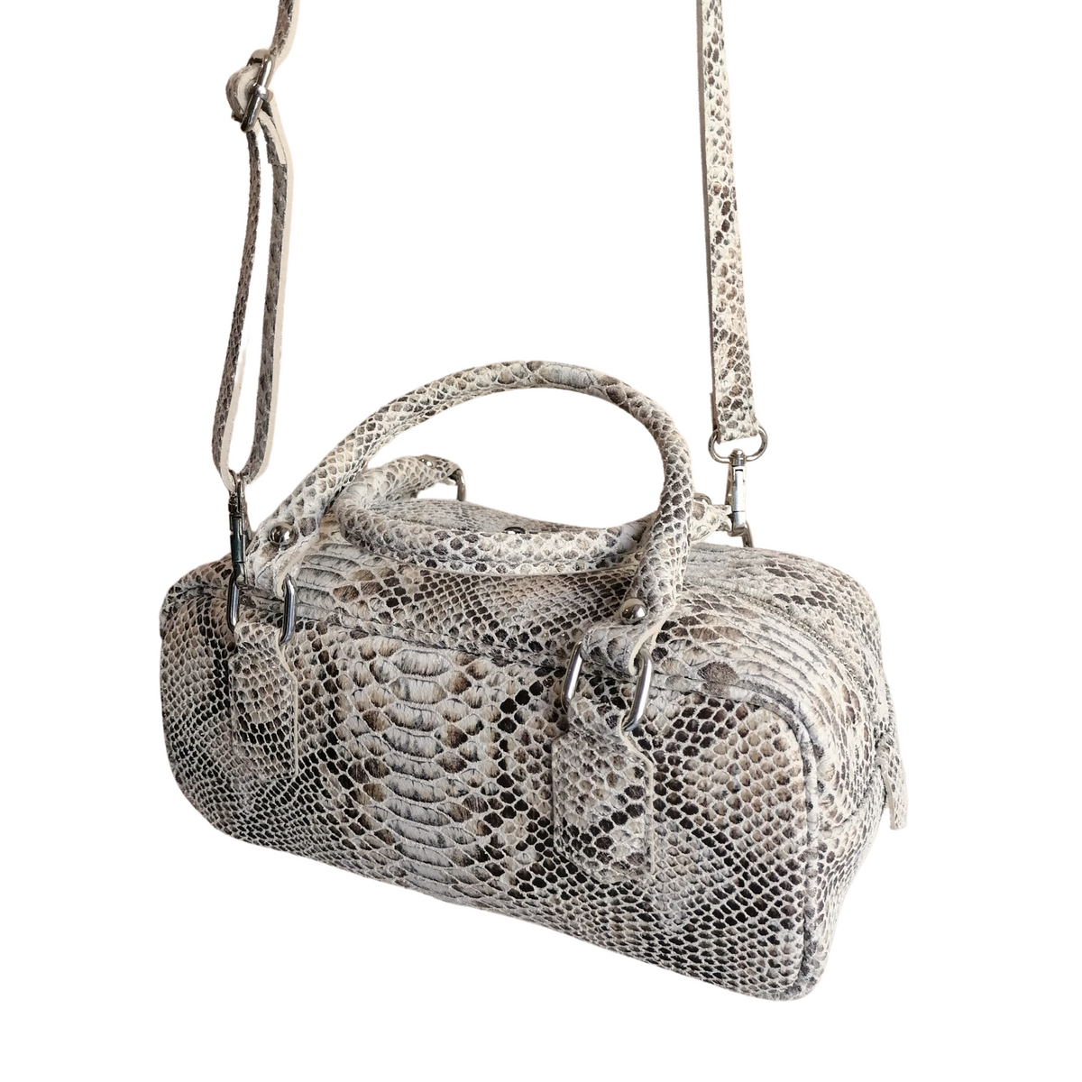 Bauletto 2 manici con Tracolla in Vera Pelle Stampata | Made In Italy