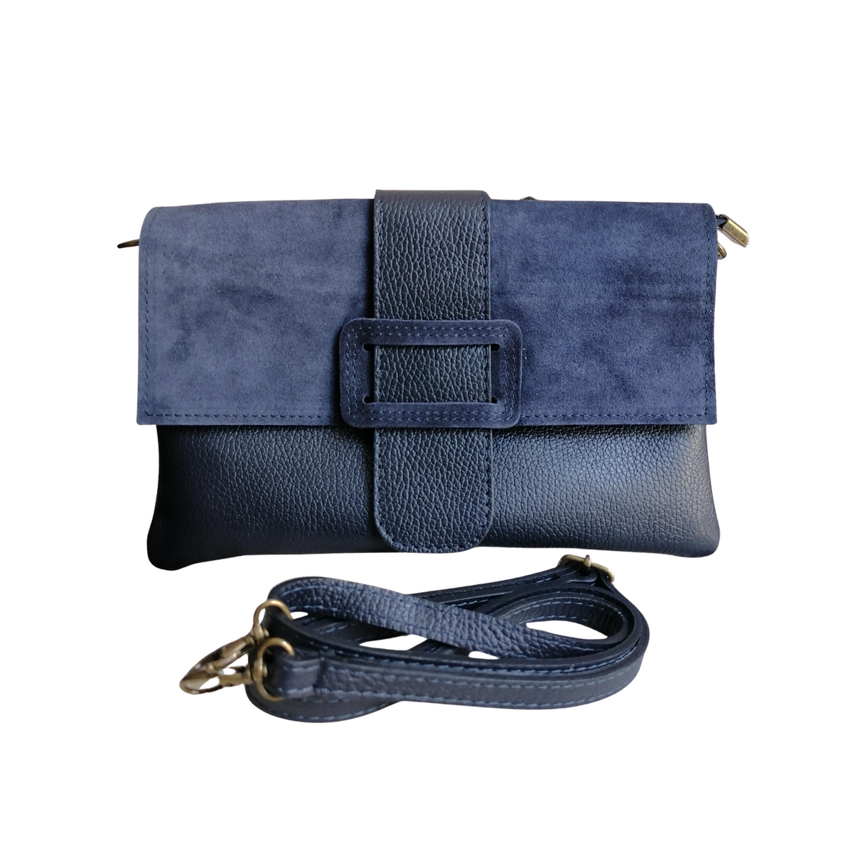 Borsa a Busta Pochette Clutch Bag Morbida in Vera Pelle Dollaro e Scamosciata | Made in Italy