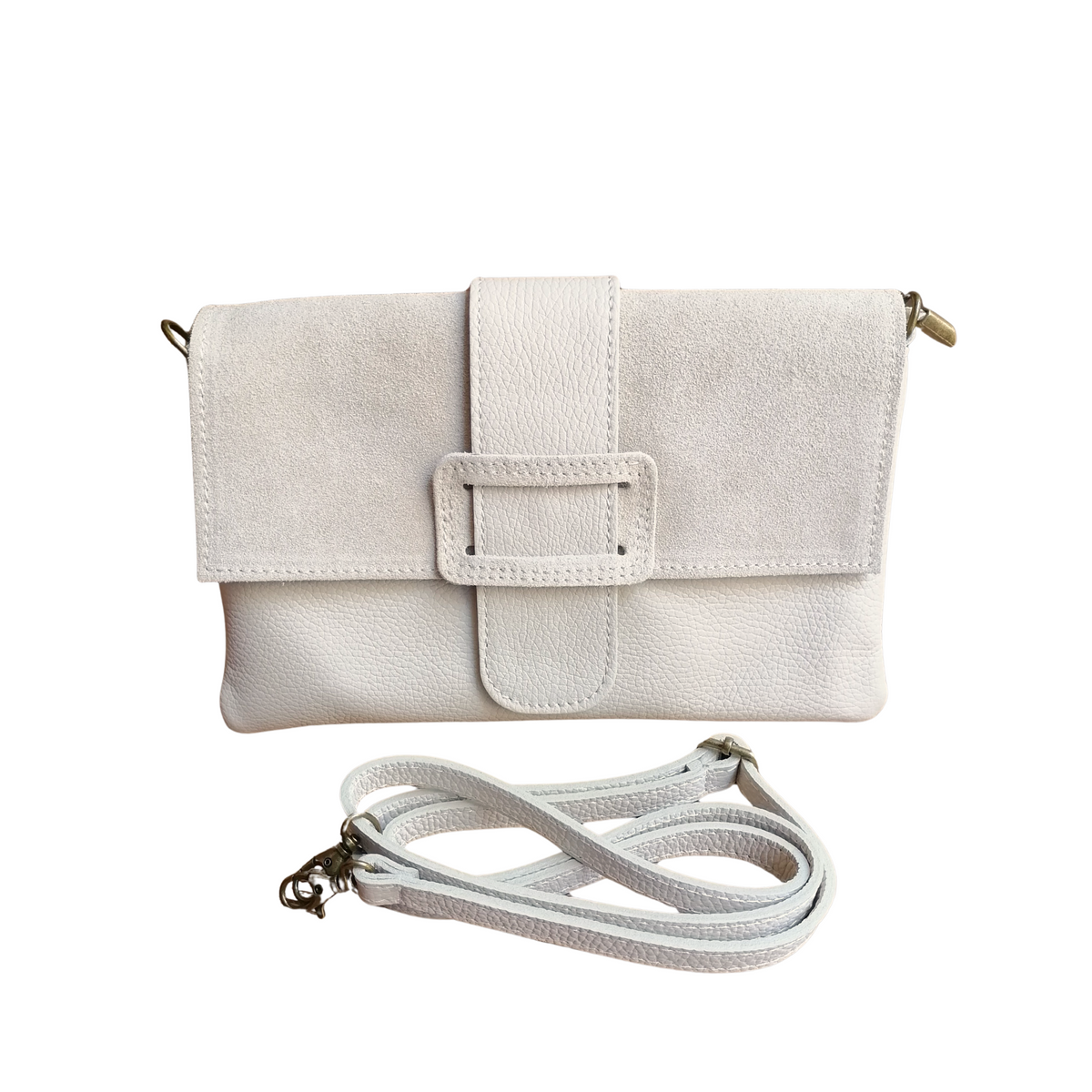 Borsa a Busta Pochette Clutch Bag Morbida in Vera Pelle Dollaro e Scamosciata | Made in Italy