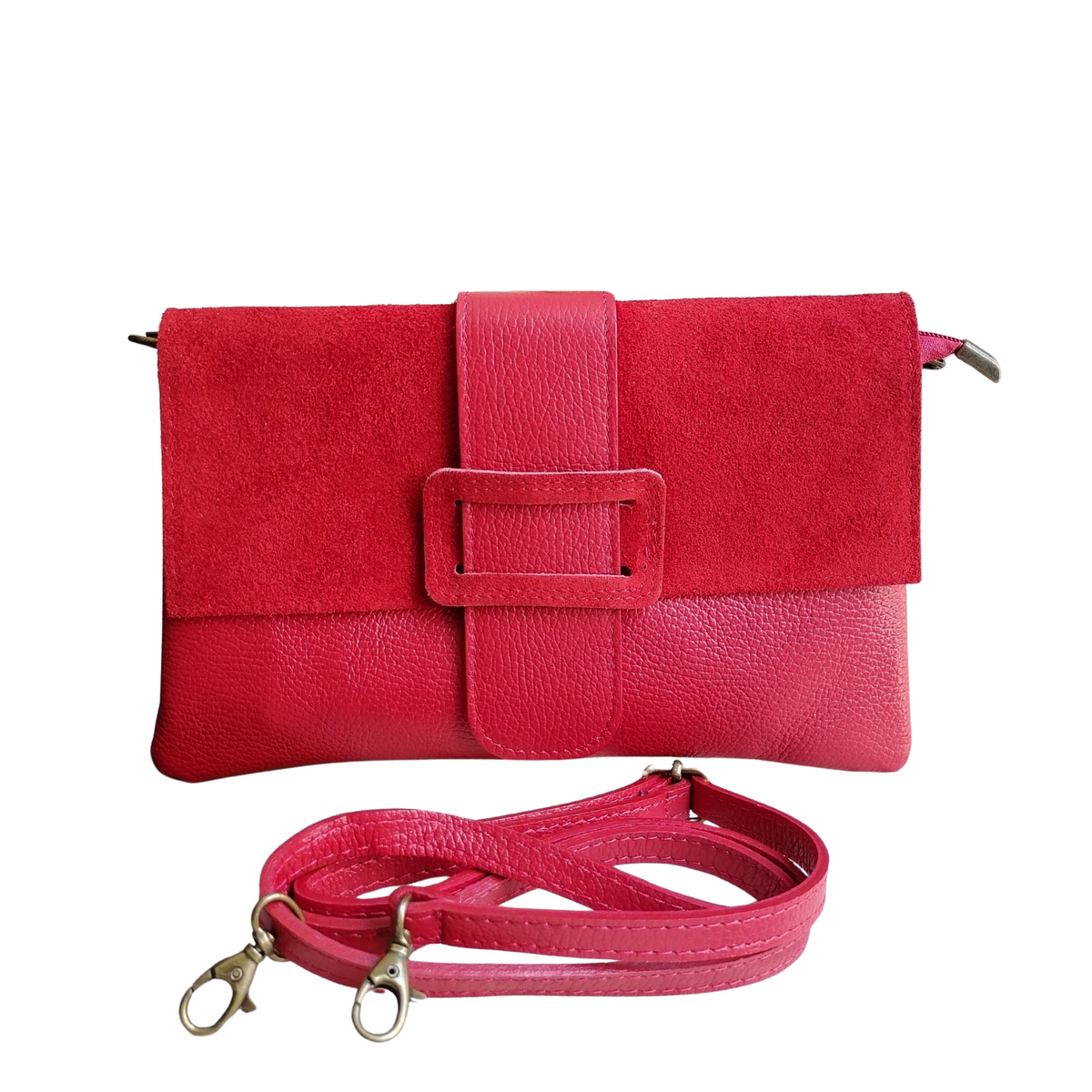 Borsa a Busta Pochette Clutch Bag Morbida in Vera Pelle Dollaro e Scamosciata | Made in Italy