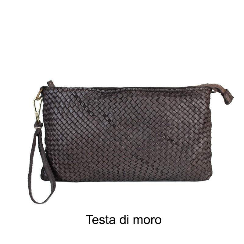 Tracolla Media Intrecciata 18x28cm Vera Pelle Sauvage Stile Vintage