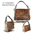 colorF-Leopardato Marrone Bianco Bee bag larga Cavallino